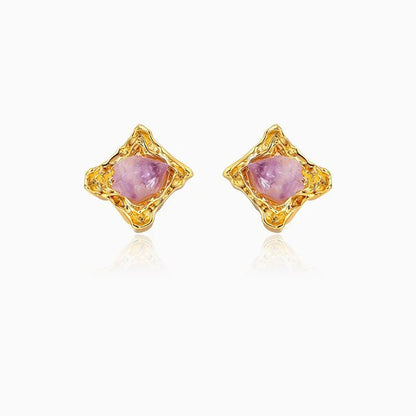 Unique Irregular Amethyst Earrings - Rare Visual Jewelry