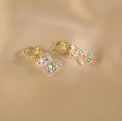 Acrylic Rainbow Bear Earrings - Cute and Colorful Jewelry - Rare Visual Jewelry