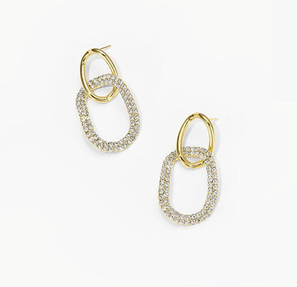 Light Luxury Shiny Double Ring Earrings - Rare Visual Jewelry