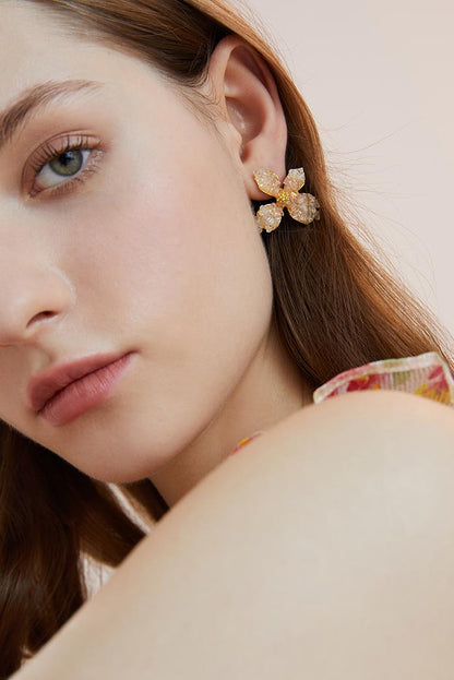 Light Luxury Rhinestone Flower Earrings - Rare Visual Jewelry