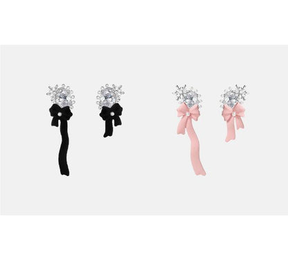 Asymmetry Snowflake Bow Drop Earrings - Rare Visual Jewelry